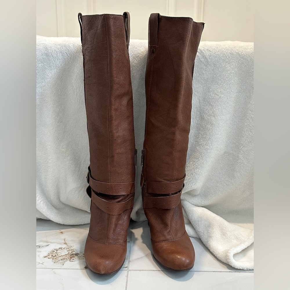 🤎 Nine West Leather Tall Boots – Size 9🤎